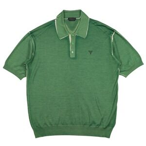 Prada Polo Sweater Mens 56 XL-2XL Green Cashmere Virgin Wool SS Luxury Italy
